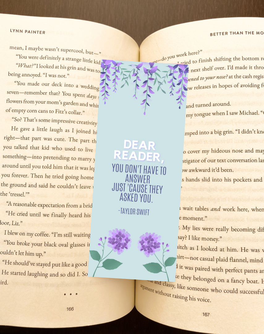 Marcapáginas Taylor Swift "Dear Reader"